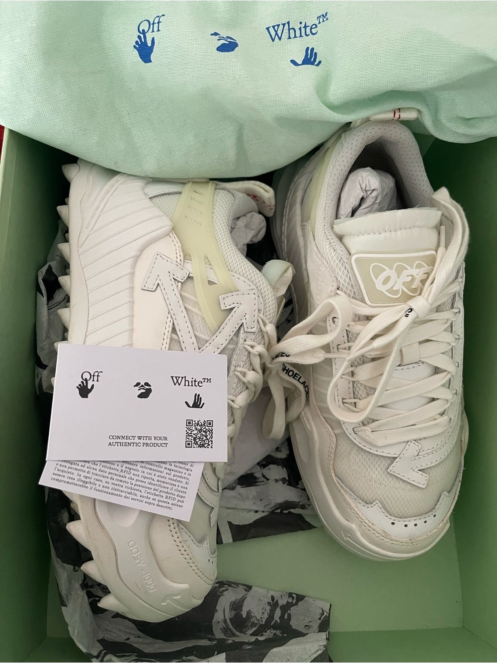 Off-White ODSY-1000 Low Top Sneakers - White / Cream (Size 38 / US 8)